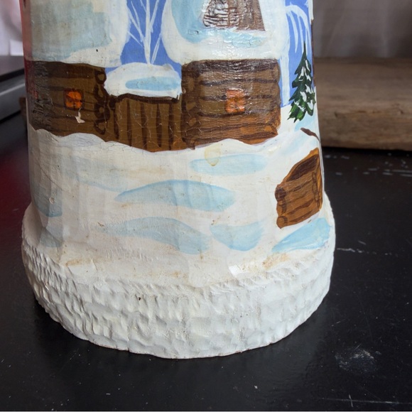 Vintage winter scene Ded Moroz w bird, Signed 10”
